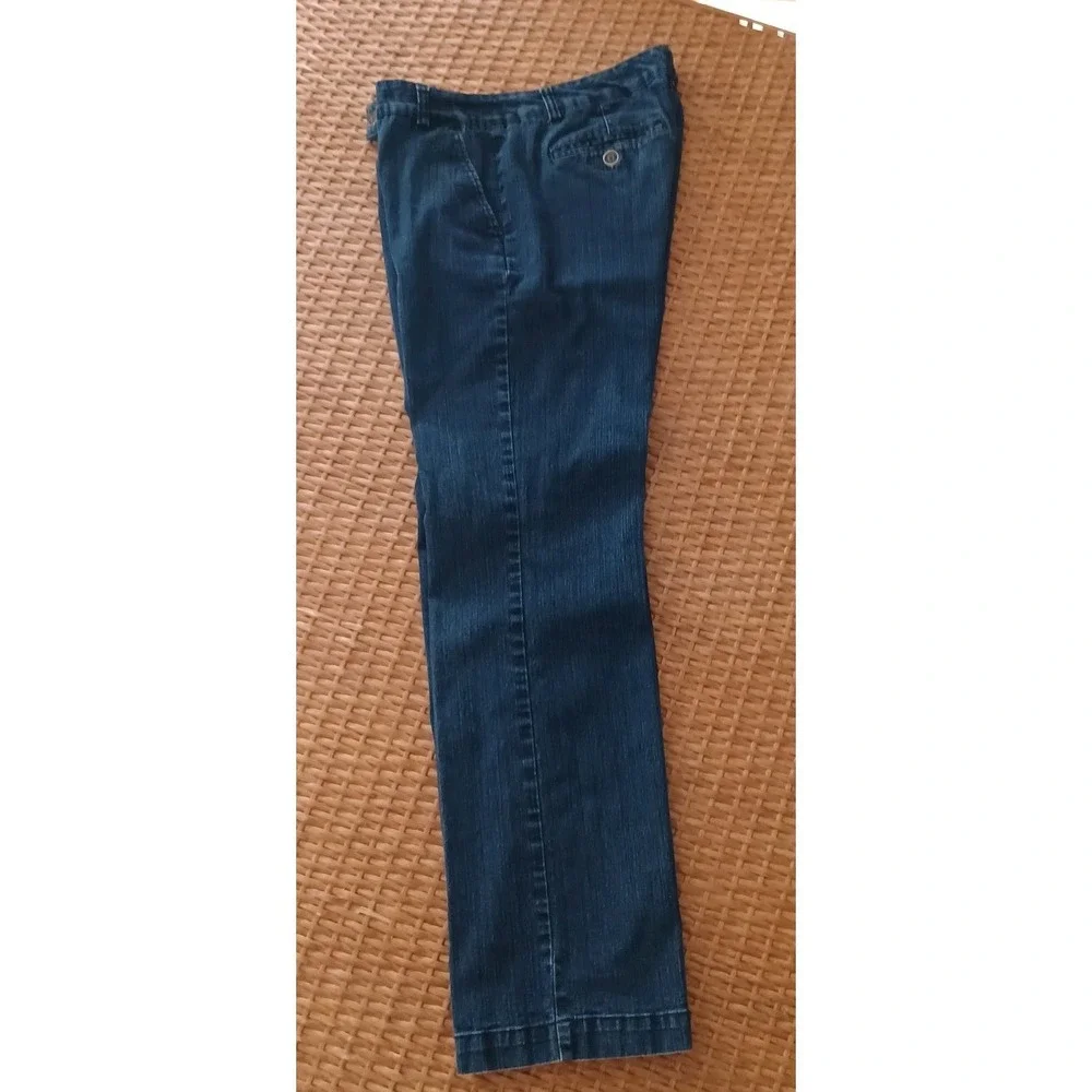 Pappagallo Womens Dark‎ Wash Wide Leg Denim Trouser Jeans Blue Size 10